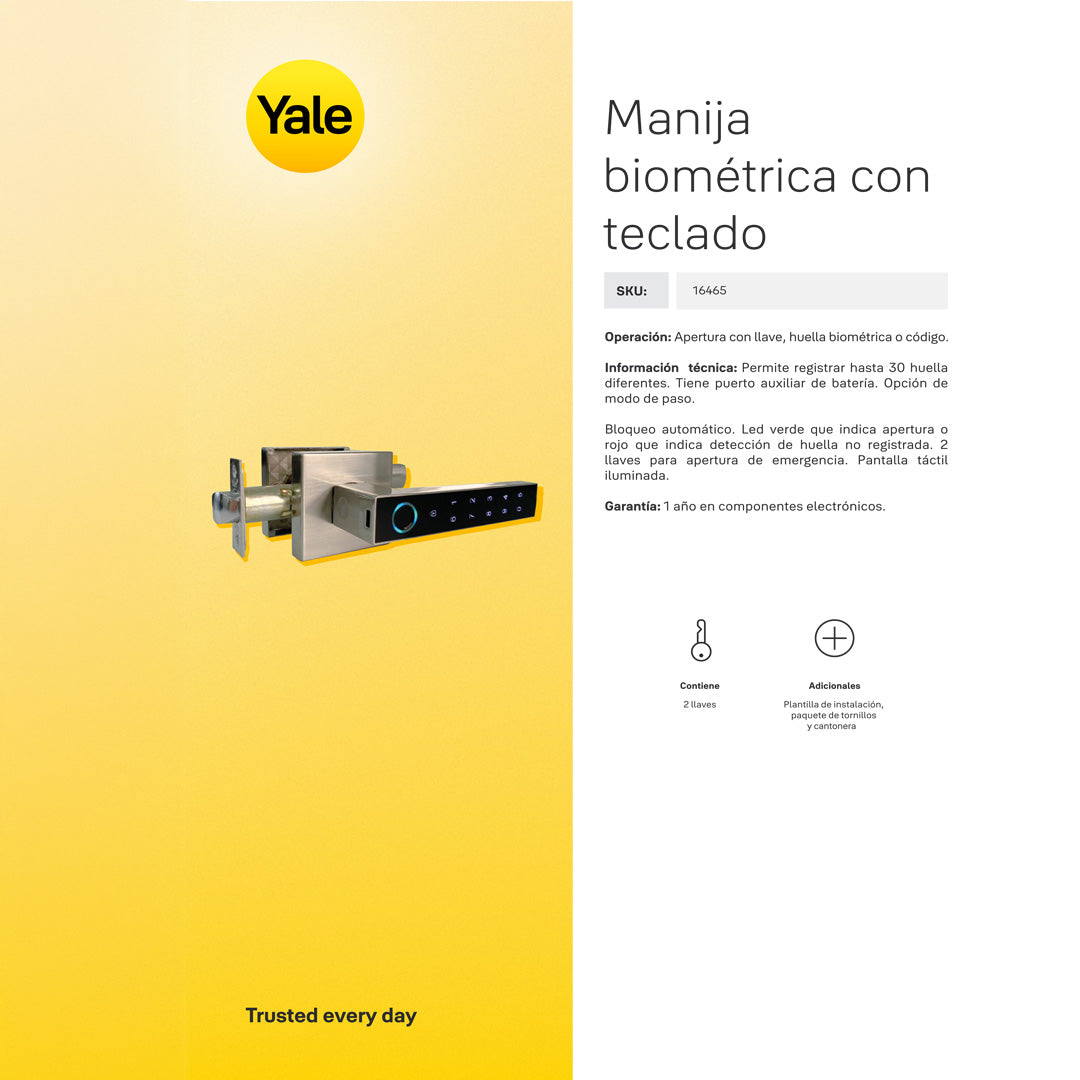 Manija Biométrica con Teclado