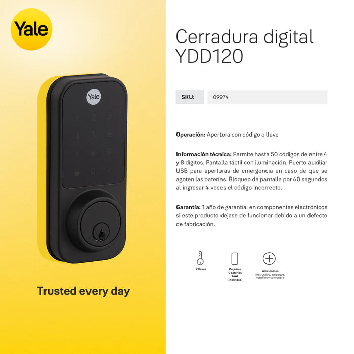 Cerrojo digital YDD120 Negra