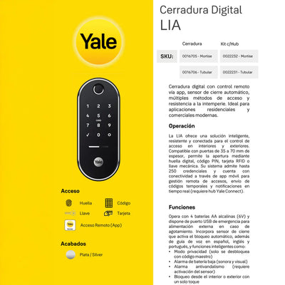 Cerradura de embutir Digital LIA + kit  apertura con celular