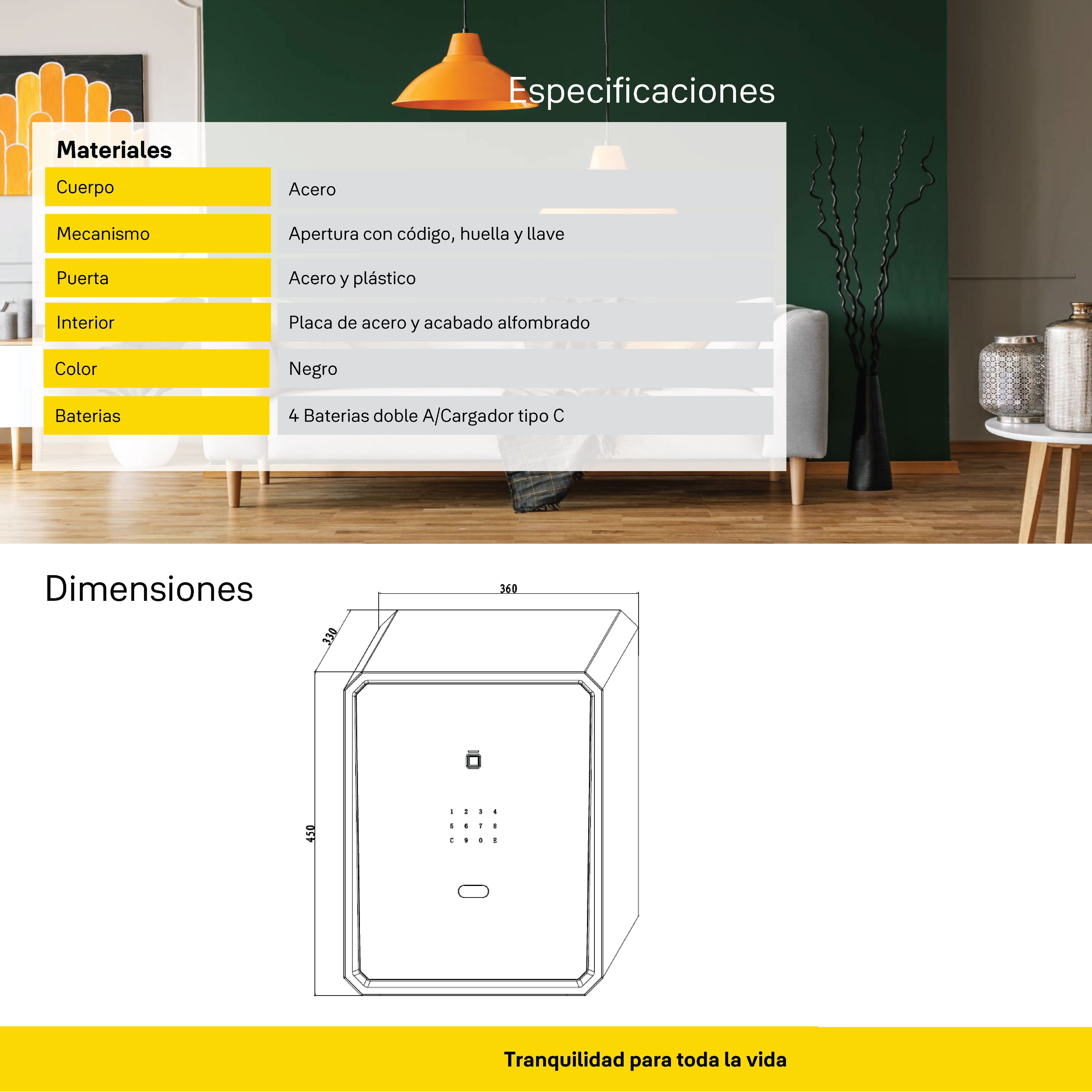 Caja fuerte biométrica táctil