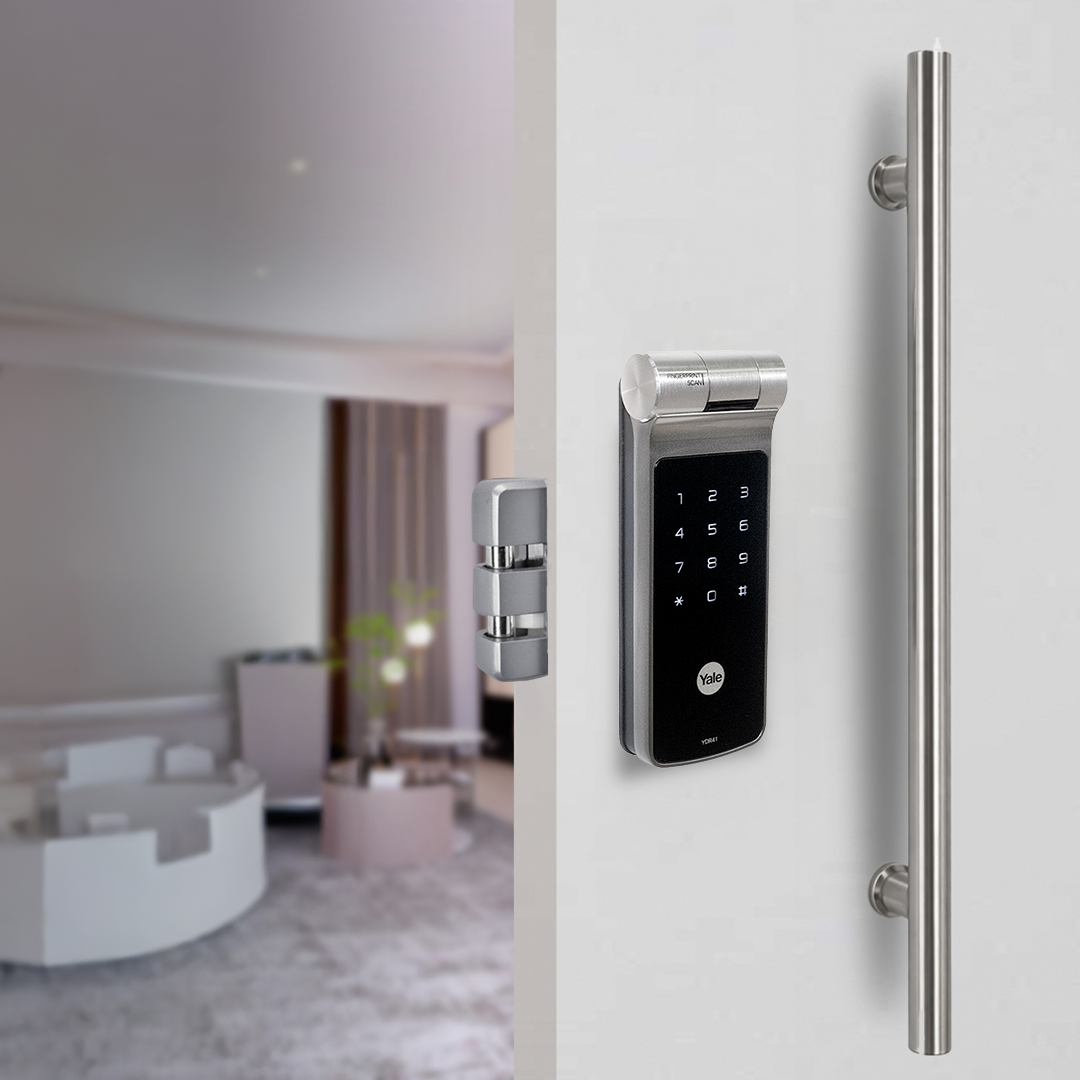Kit Cerrojo Digital YDR41+ Barral tipo H Plateado 500x900 mm