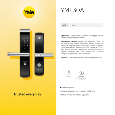 Cerradura Digital YMF30A + kit apertura con celular