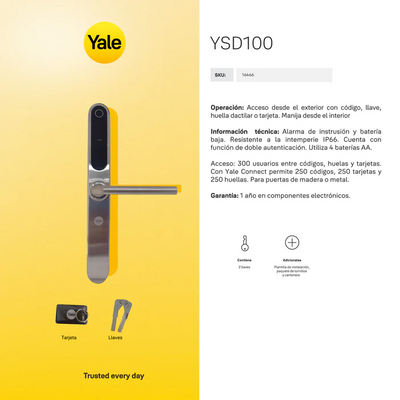 Cerradura Digital YSD100 para puerta corrediza + kit apertura con celular