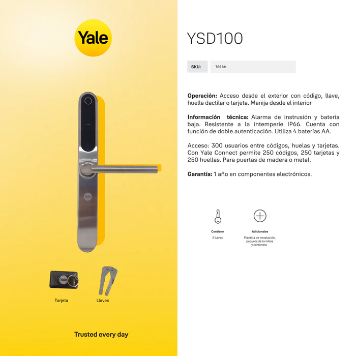 Cerradura Digital YSD100 para puerta corrediza + kit apertura con celular