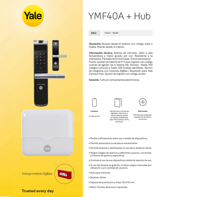 Cerradura digital YMF40A + kit apertura con celular